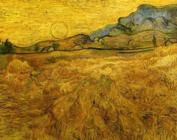 Wheat Field with Reaper and Sun 1889 600